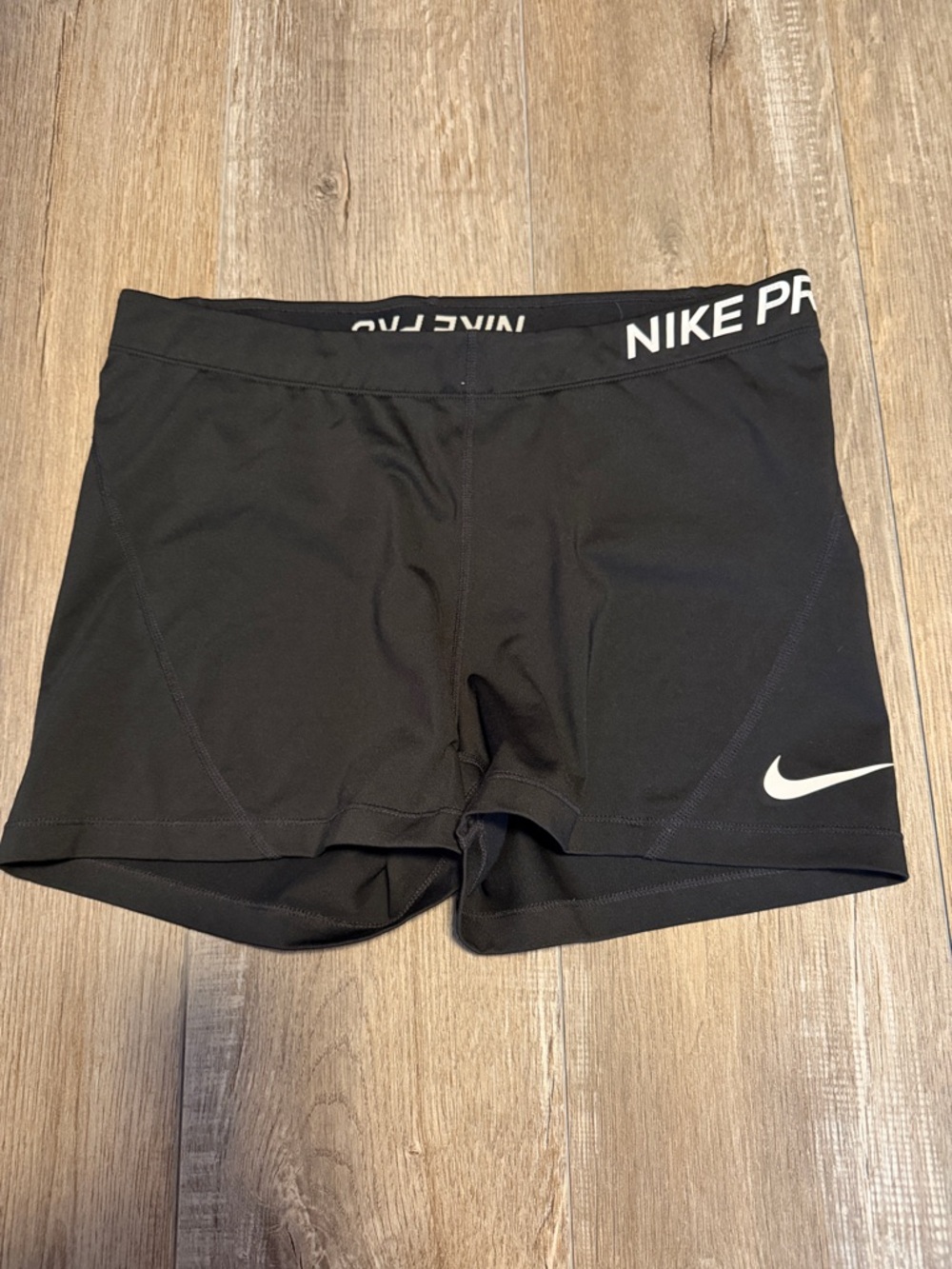 Nike Pro Black Bike Shorts with White Swoosh